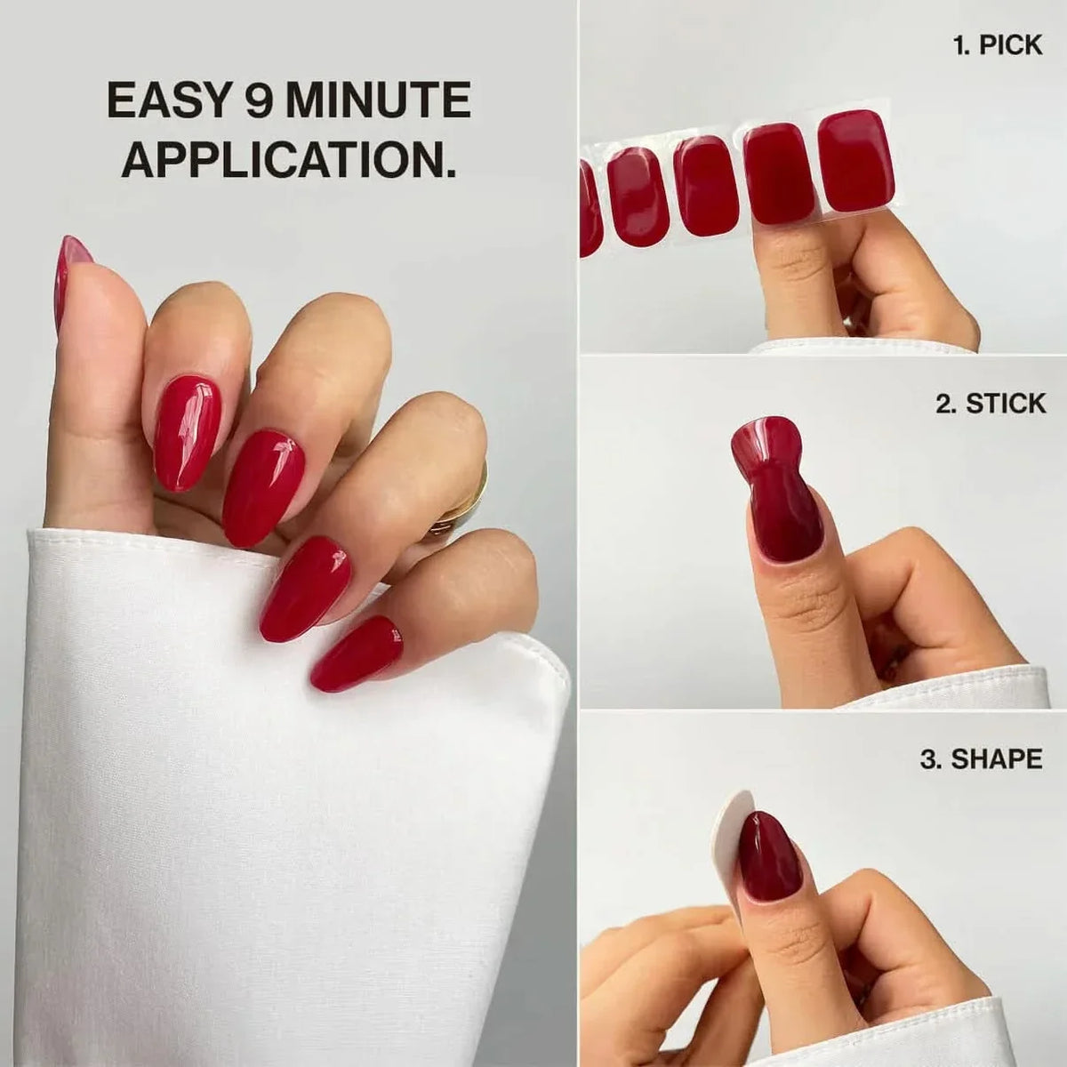 Blush (Non-UV Nail Wraps): easy 9-minute application in three steps: pick, stick and shape